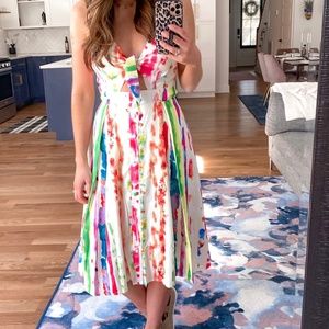 Pink Multi Midi Dress Cutout Tank